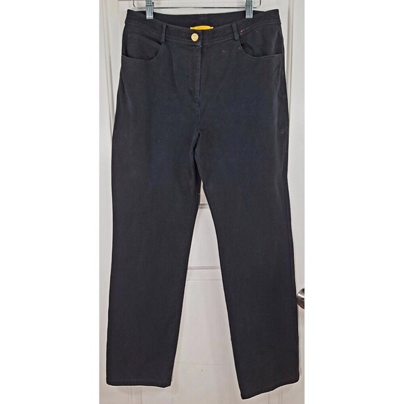 Denim - St John Jeans Black Straight Leg High Rise Stretch Designer Size 10